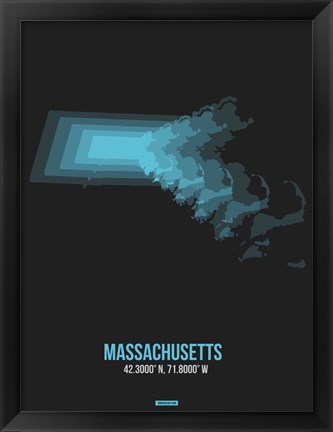 Framed Massachusetts Radiant Map 6 Print