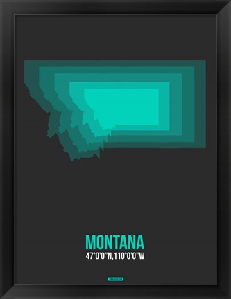 Framed Montana Radiant Map 5 Print