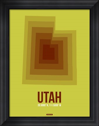 Framed Utah Radiant Map 3 Print