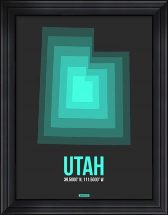 Framed Utah Radiant Map 5 Print