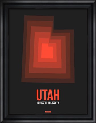 Framed Utah Radiant Map 6 Print