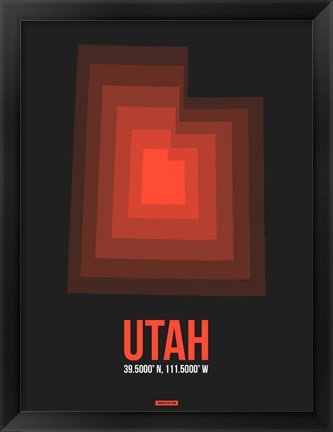 Framed Utah Radiant Map 6 Print