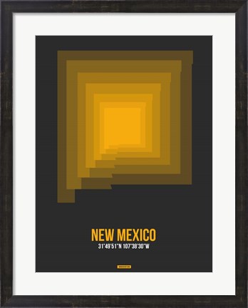Framed New Mexico Radiant Map 4 Print