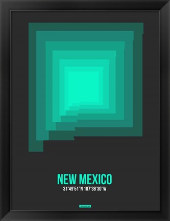 Framed New Mexico Radiant Map 5 Print