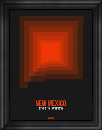 Framed New Mexico Radiant Map 6 Print