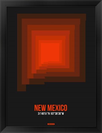 Framed New Mexico Radiant Map 6 Print