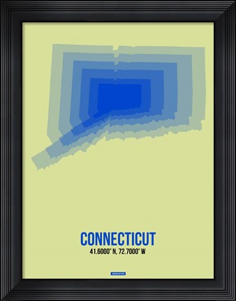 Framed Connecticut Radiant Map 1 Print