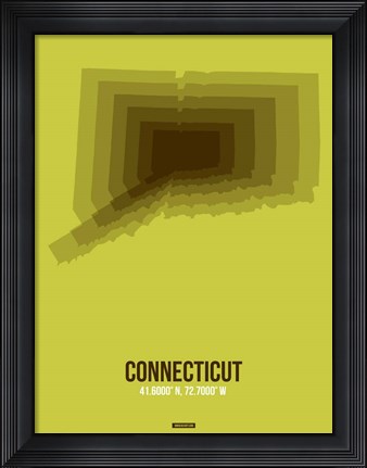 Framed Connecticut Radiant Map 2 Print