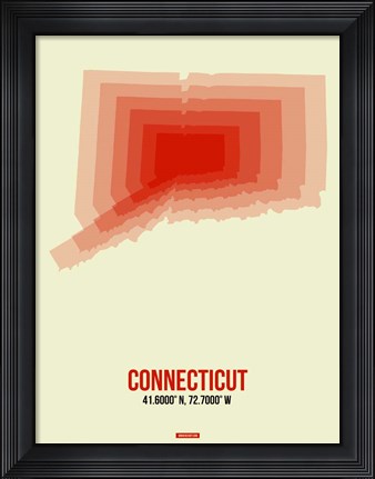 Framed Connecticut Radiant Map 3 Print