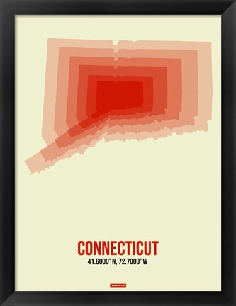 Framed Connecticut Radiant Map 3 Print