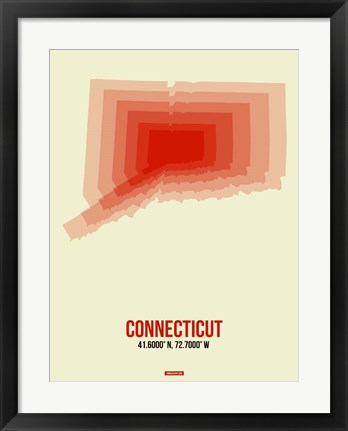 Framed Connecticut Radiant Map 3 Print