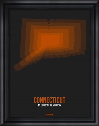 Framed Connecticut Radiant Map 4 Print