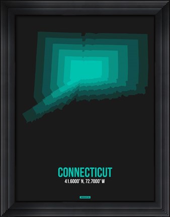Framed Connecticut Radiant Map 5 Print
