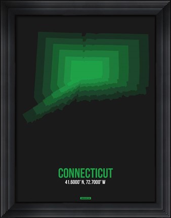 Framed Connecticut Radiant Map 6 Print