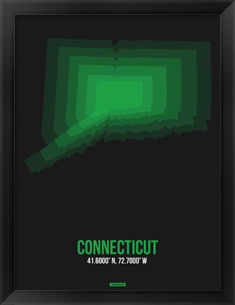 Framed Connecticut Radiant Map 6 Print
