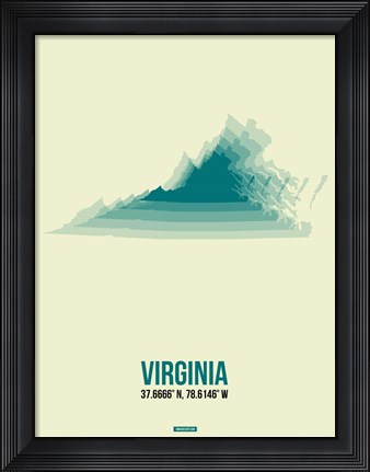 Framed Virginia Radiant Map 3 Print