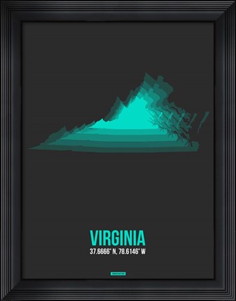 Framed Virginia Radiant Map 6 Print