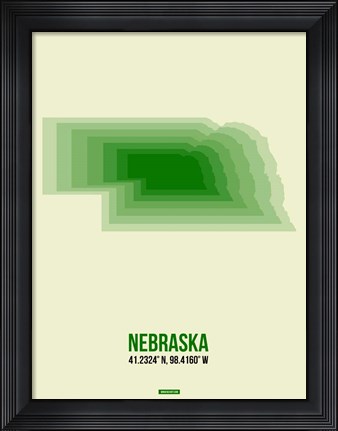 Framed Nebraska Radiant Map 3 Print