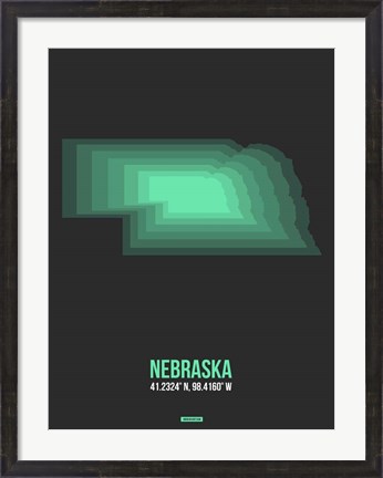 Framed Nebraska Radiant Map 4 Print