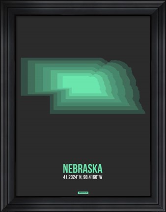 Framed Nebraska Radiant Map 4 Print