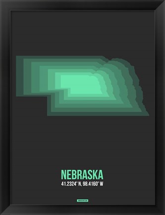 Framed Nebraska Radiant Map 4 Print