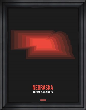 Framed Nebraska Radiant Map 6 Print