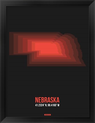 Framed Nebraska Radiant Map 6 Print