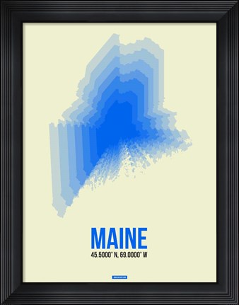 Framed Maine Radiant Map 1 Print