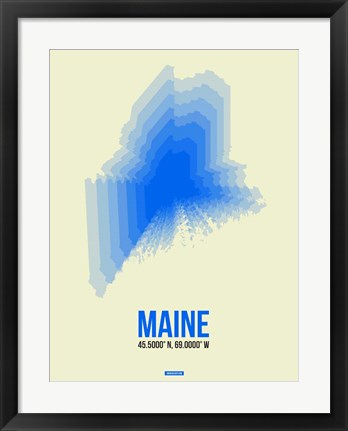 Framed Maine Radiant Map 1 Print