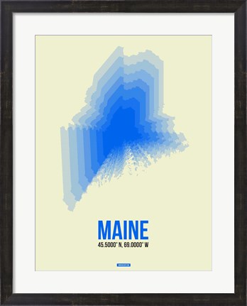 Framed Maine Radiant Map 1 Print