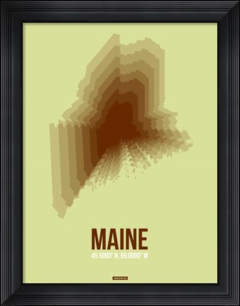 Framed Maine Radiant Map 2 Print