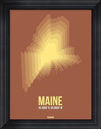 Framed Maine Radiant Map 3 Print