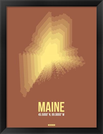 Framed Maine Radiant Map 3 Print