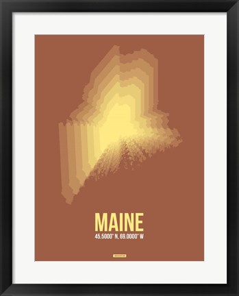 Framed Maine Radiant Map 3 Print