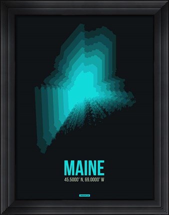 Framed Maine Radiant Map 6 Print