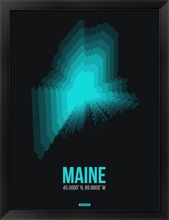 Framed Maine Radiant Map 6 Print