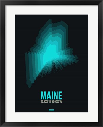 Framed Maine Radiant Map 6 Print