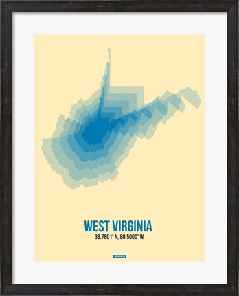 Framed West Virginia Radiant Map 1 Print