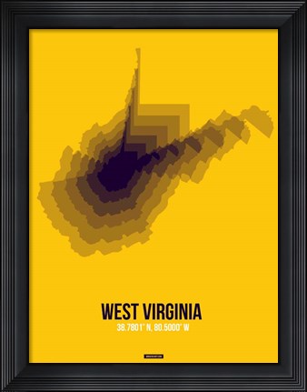 Framed West Virginia Radiant Map 3 Print