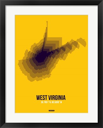 Framed West Virginia Radiant Map 3 Print