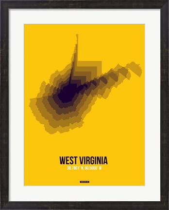 Framed West Virginia Radiant Map 3 Print