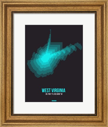 Framed West Virginia Radiant Map 6 Print