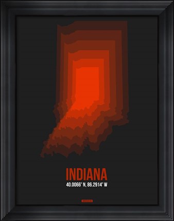 Framed Indiana Radiant Map 4 Print