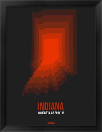 Framed Indiana Radiant Map 4 Print