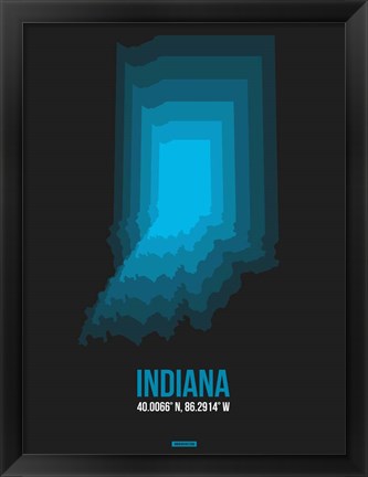 Framed Indiana Radiant Map 5 Print