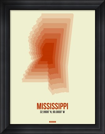Framed Mississippi Radiant Map 1 Print