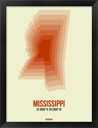 Framed Mississippi Radiant Map 1 Print