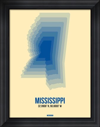 Framed Mississippi Radiant Map 2 Print