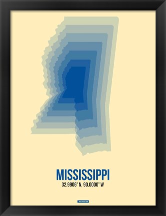 Framed Mississippi Radiant Map 2 Print