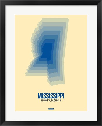 Framed Mississippi Radiant Map 2 Print